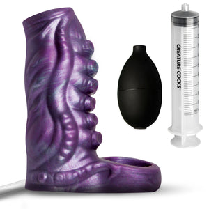 Tentacle Squirting Silicone Penis Enhancer - Purple-4
