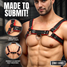 Load image into Gallery viewer, Leather English Bull Dog Harness Black/Red-1