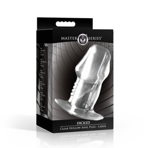Dicked Clear Hollow Anal Plug - Large-7