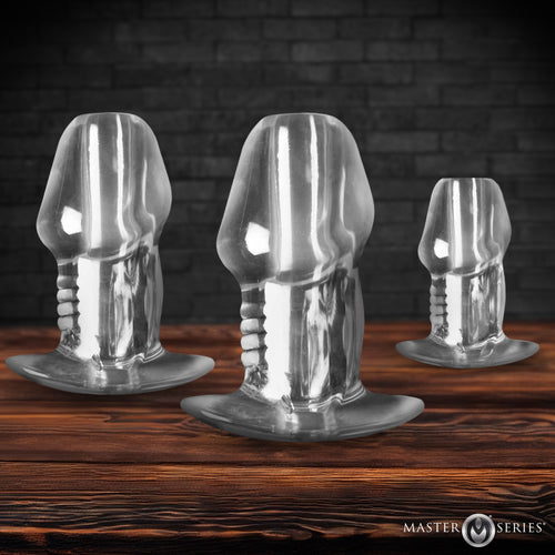 Dicked Clear Hollow Anal Plug 3pc Set-0