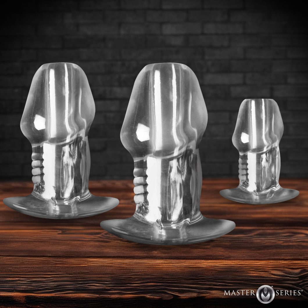 Dicked Clear Hollow Anal Plug 3pc Set-0