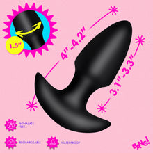 Load image into Gallery viewer, Thrusting &amp; Vibrating Silicone Butt Plug - Black-3