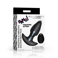 Load image into Gallery viewer, Thrusting &amp; Vibrating Silicone Butt Plug - Black-5