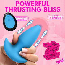 Load image into Gallery viewer, Thrusting &amp; Vibrating Silicone Butt Plug - Blue-1