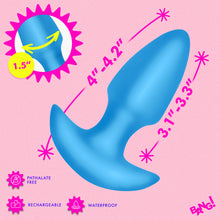 Load image into Gallery viewer, Thrusting &amp; Vibrating Silicone Butt Plug - Blue-3