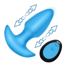 Load image into Gallery viewer, Thrusting &amp; Vibrating Silicone Butt Plug - Blue-4