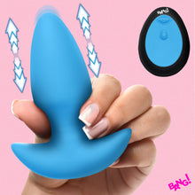 Load image into Gallery viewer, Thrusting &amp; Vibrating Silicone Butt Plug - Blue-0