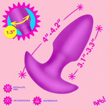 Load image into Gallery viewer, Thrusting &amp; Vibrating Silicone Butt Plug - Purple-3