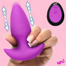 Load image into Gallery viewer, Thrusting &amp; Vibrating Silicone Butt Plug - Purple-0