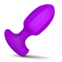 Load image into Gallery viewer, Ribbed Vibrating Silicone Butt Plug - Purple-4