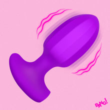 Load image into Gallery viewer, Ribbed Vibrating Silicone Butt Plug - Purple-0