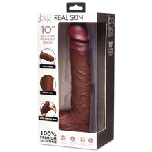 Load image into Gallery viewer, 10 Inch Real Skin Silicone Dildo with Balls - Dark-7