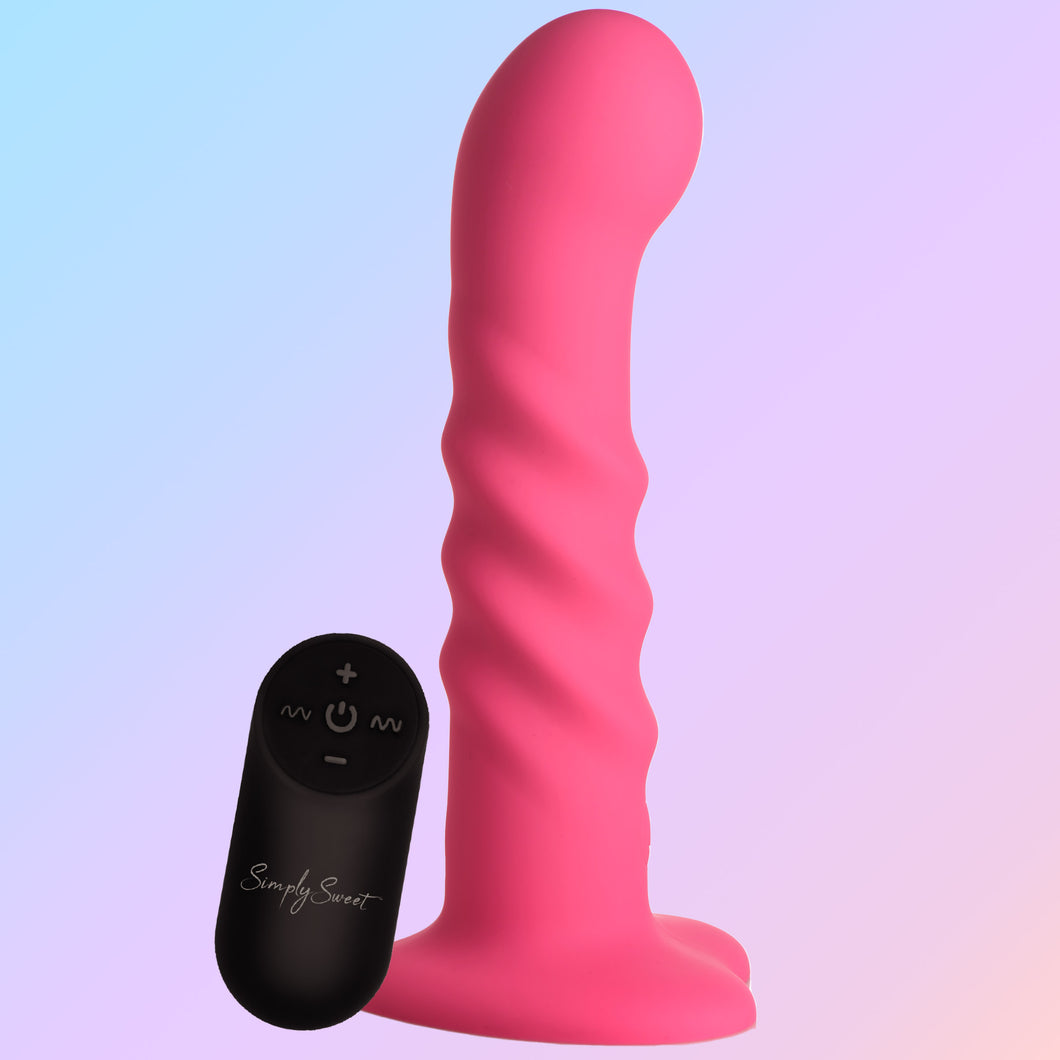 21X Vibrating Ribbed Silicone Dildo-0