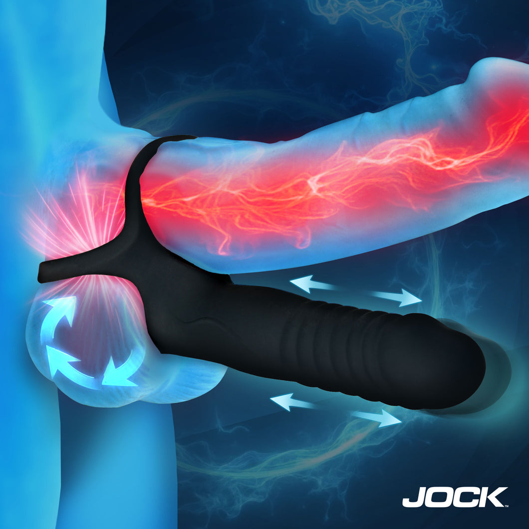 Double Thrust Thrusting & Vibrating Double Penetration C-Ring w/ Remote-0