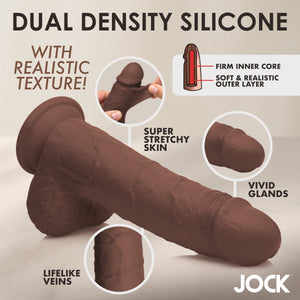 10 Inch Real Skin Silicone Dildo with Balls - Dark-1