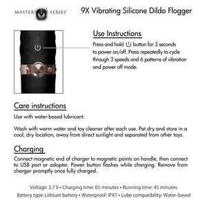 9X Vibrating Silicone Dildo Flogger
