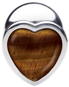 Authentic Tigers Eye Gemstone Heart Anal Plug - Large