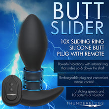 Load image into Gallery viewer, Rim Slide 10X Sliding Ring Silicone Butt Plug with Remote-1
