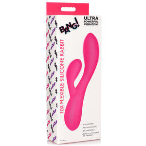 10X Flexible Silicone Rabbit Vibrator - Pink-10