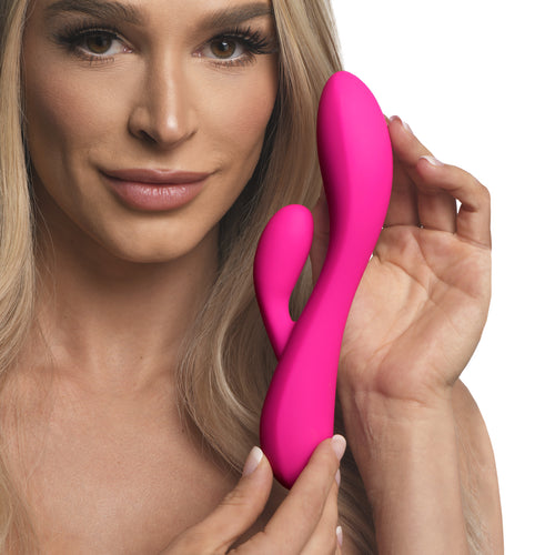 10X Flexible Silicone Rabbit Vibrator - Pink-0