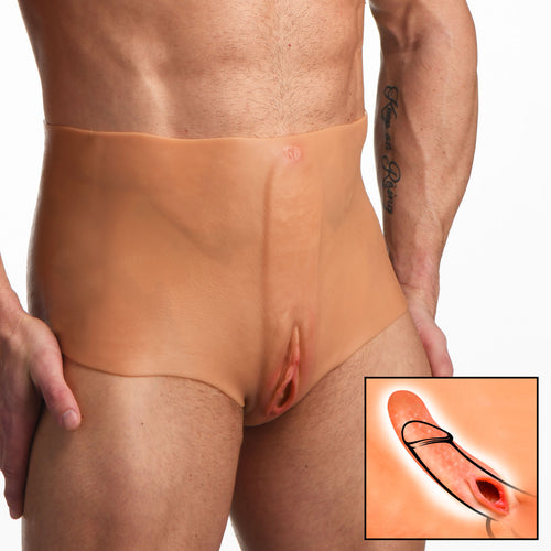 Pussy Panties Silicone Vagina + Ass Panties - Small-0