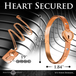 Cuffed Locking Bracelet and Key Necklace - Rose Gold-3