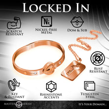 Load image into Gallery viewer, Cuffed Locking Bracelet and Key Necklace - Rose Gold-4