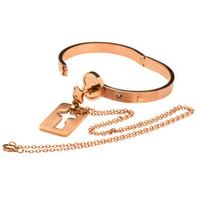 Load image into Gallery viewer, Cuffed Locking Bracelet and Key Necklace - Rose Gold-7