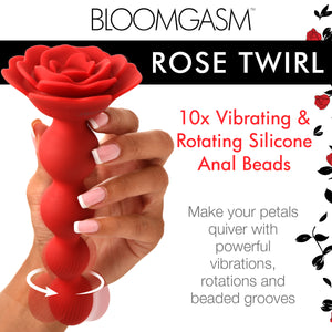 10X Rose Twirl Vibrating and Rotating Silicone Anal Beads-1