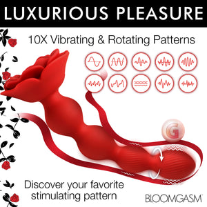 10X Rose Twirl Vibrating and Rotating Silicone Anal Beads-2
