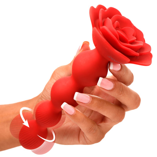 10X Rose Twirl Vibrating and Rotating Silicone Anal Beads-0