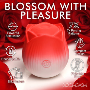 Pulsing Petals Throbbing Rose Clit Stimulator - Red-4