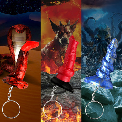 Hell-Hound, Lord Kraken, & King Cobra Silicone Keychain Set-0