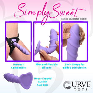 Swirl Silicone Purple Dildo-1