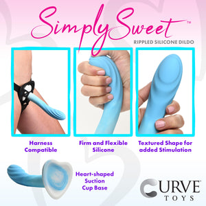 Rippled Silicone Blue and White Dildo-1