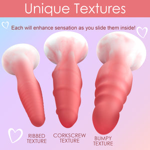 3 Piece Silicone Butt Plug Set - Pink-5