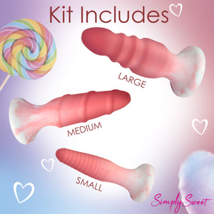 3 Piece Silicone Butt Plug Set - Pink-7