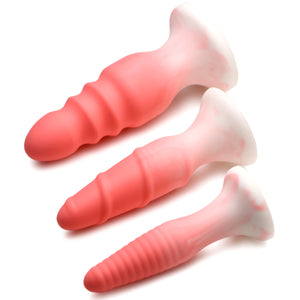 3 Piece Silicone Butt Plug Set - Pink-10