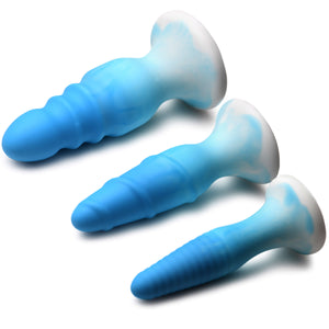 3 Piece Silicone Butt Plug Set - Blue-10