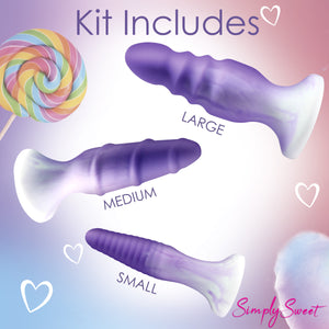 3 Piece Silicone Butt Plug Set - Purple-7