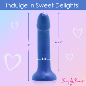 Metallic Silicone 7 Inch Dildo - Blue-3