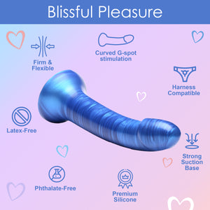 Metallic Silicone 7 Inch Dildo - Blue-4