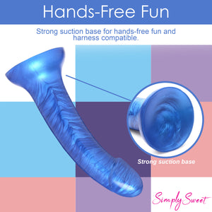 Metallic Silicone 7 Inch Dildo - Blue-6