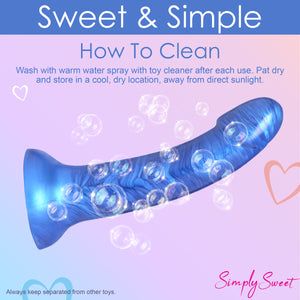 Metallic Silicone 7 Inch Dildo - Blue-7