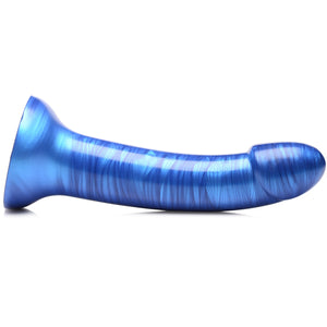 Metallic Silicone 7 Inch Dildo - Blue-9