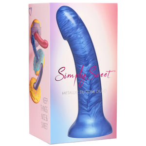 Metallic Silicone 7 Inch Dildo - Blue-11