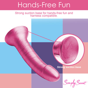 Metallic Silicone 7 Inch Dildo - Pink-6