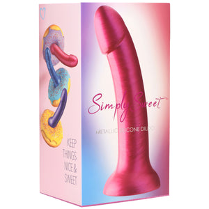 Metallic Silicone 7 Inch Dildo - Pink-11