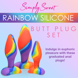 3 Piece Rainbow  Silicone Butt Plug Set-3