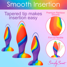 Load image into Gallery viewer, 3 Piece Rainbow  Silicone Butt Plug Set-6